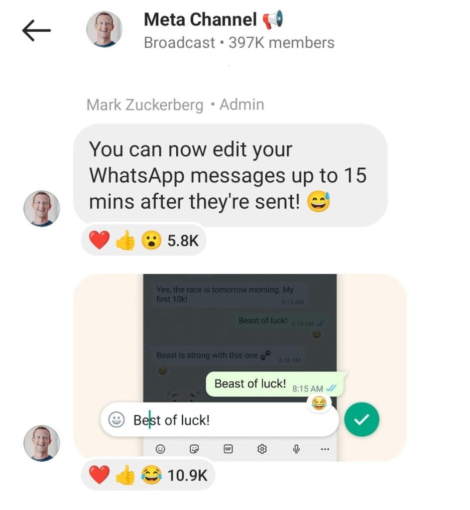 “Edit” Fitur baru Whatsapp Tahun 2023